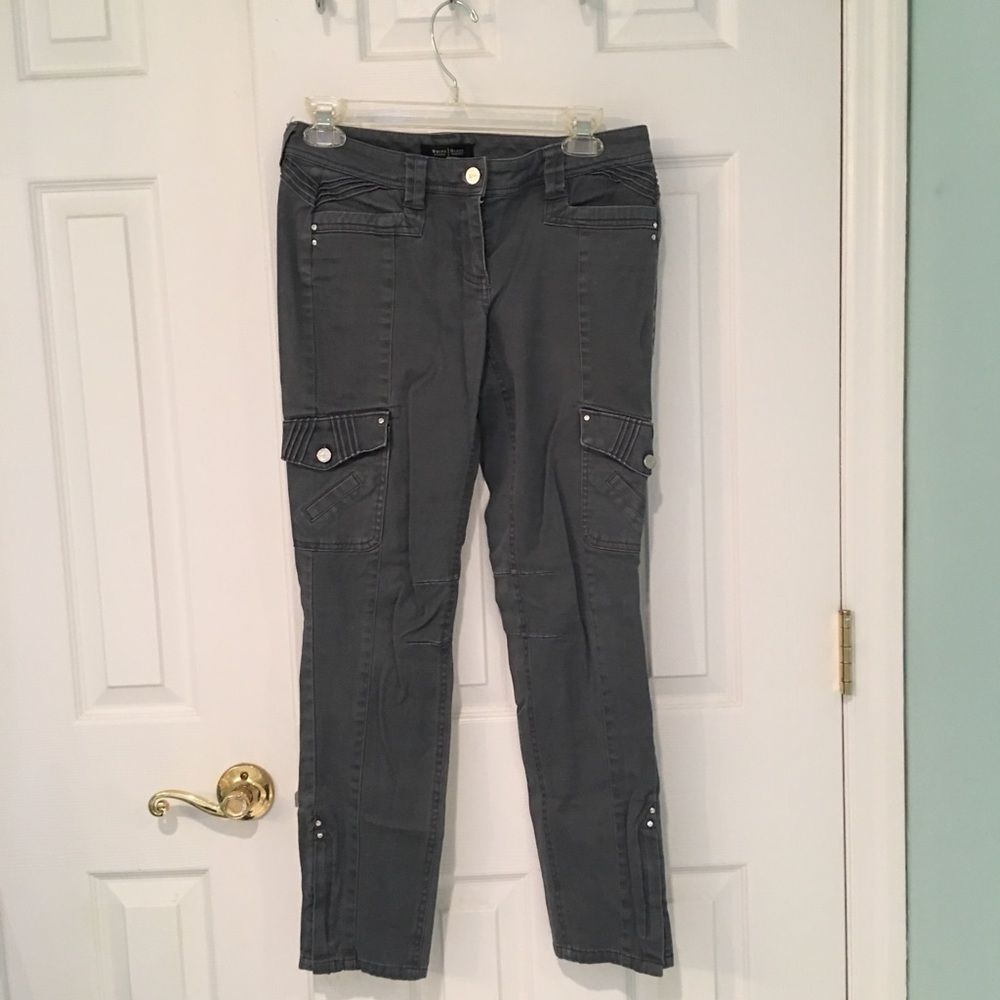 Gray cargo style skinny jeans